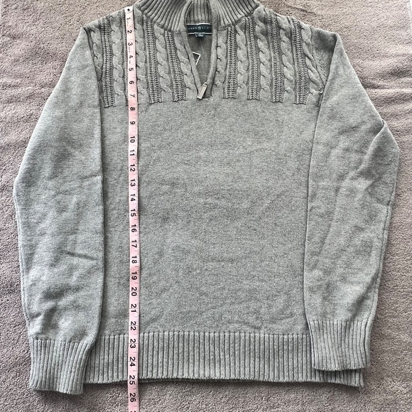 ❤️NWT Karen Scott Womens 1/4 Zip Cable Knit Sweater Sz M Smoke Grey 100% Cotton - Picture 11 of 13